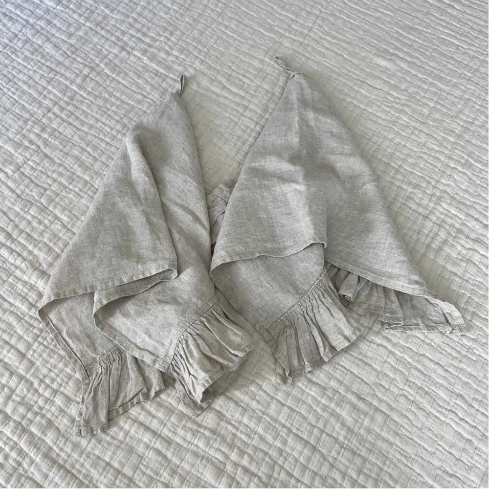 2 100% Linen‎ Ruffle Kitchen Towels